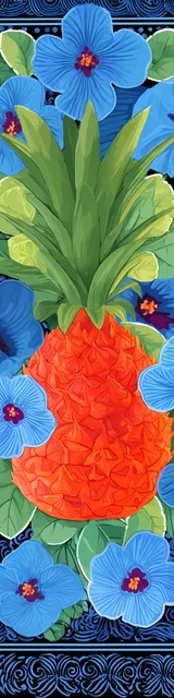 Free pineapple bookmark featuring an orange and blue pineapple theme